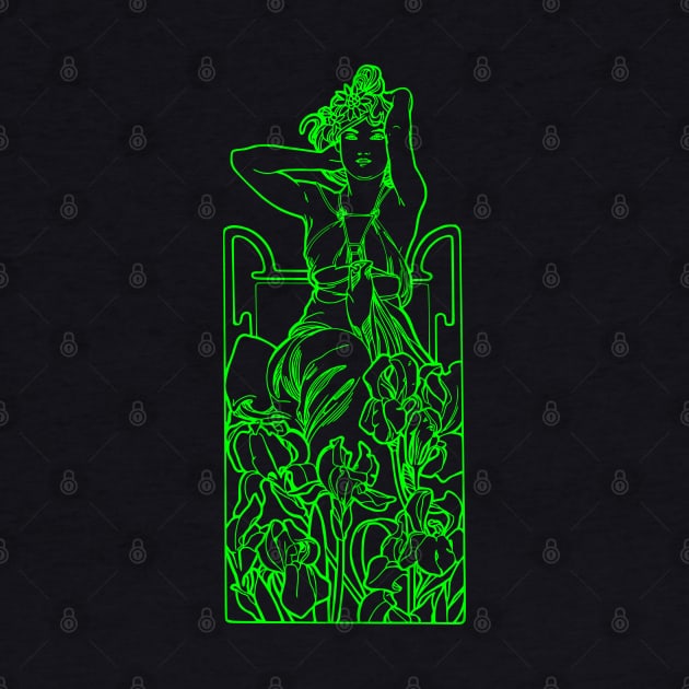 Alphonse Mucha Amethyste Green Neon by la chataigne qui vole ⭐⭐⭐⭐⭐